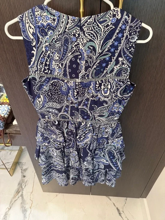 Cynthia Rowley Navy and White Paisley Tiered Mini Dress - Picture 17 of 17